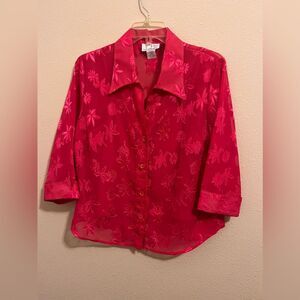 C.B. Collections Petite Pink Floral Top with camisole size: LP